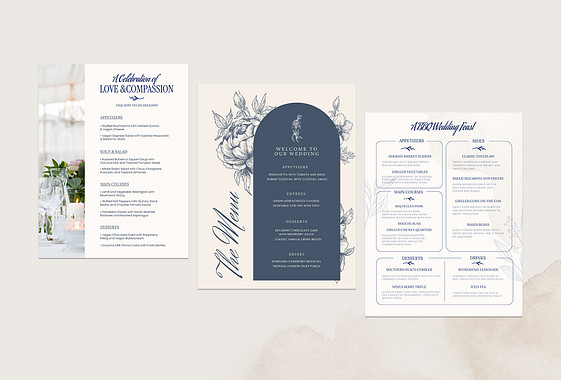 Modèles de menus de mariage