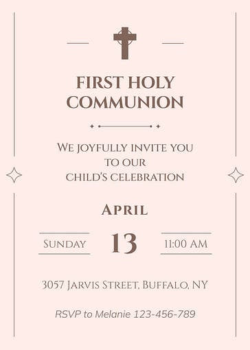 Erstkommunion Einladungsvorlagen