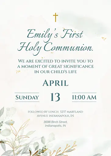 First Communion Invitation Templates | Renderforest