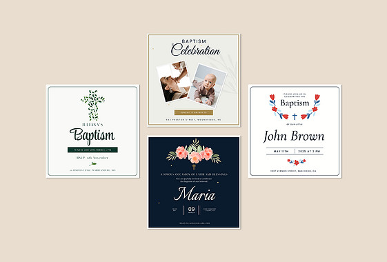Collection de modèles d'invitation au baptême