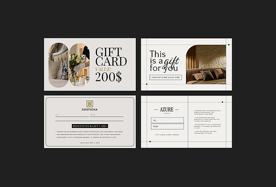 Colección de tarjetas de regalo para estadía en hotel
