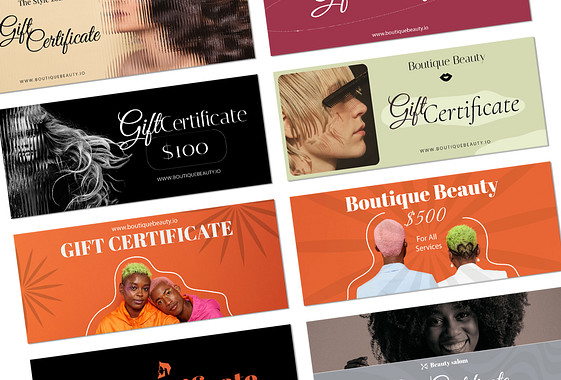 Designs de cartes-cadeaux pour salons de coiffure