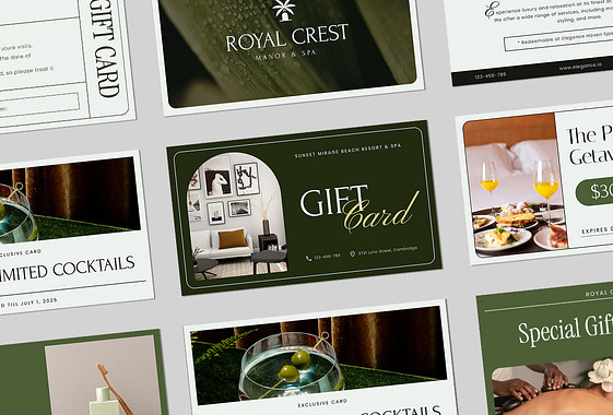Selección de tarjetas de regalo de hotel y bienestar