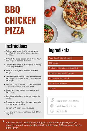 Карточки с Рецептами Пиццы и Бургеров