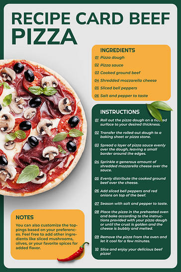 Карточки с Рецептами Пиццы и Бургеров