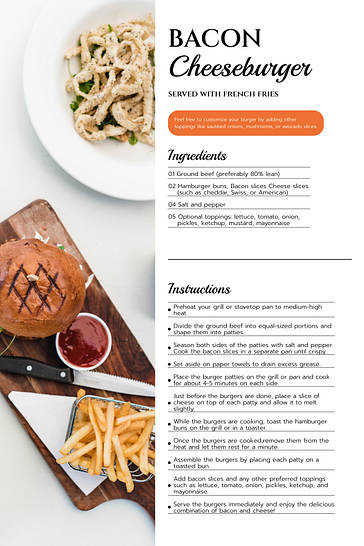 Карточки с Рецептами Пиццы и Бургеров