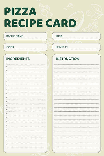 Карточки с Рецептами Пиццы и Бургеров