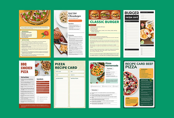 Карточки с Рецептами Пиццы и Бургеров