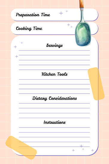 Watercolor Recipe Card Templates