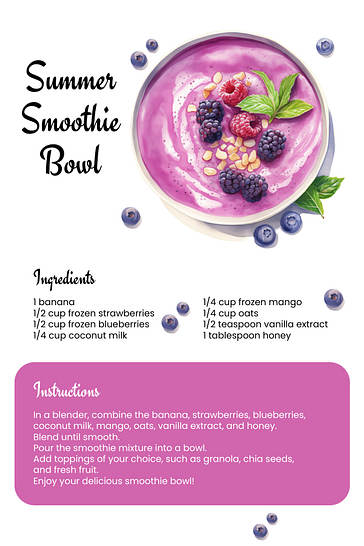 Watercolor Recipe Card Templates