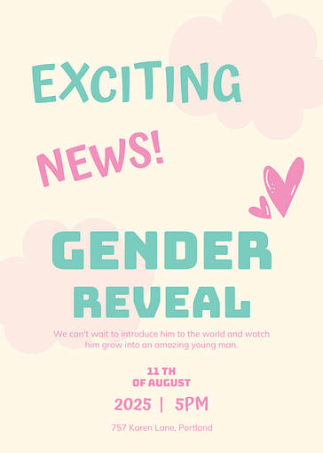 Colorful Gender Reveal Announcements