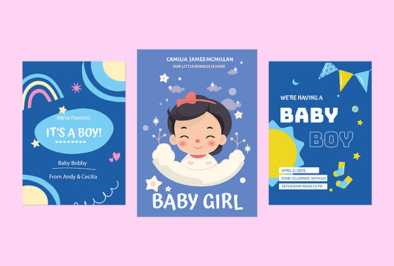 Anúncios Coloridos de Revelação de Gênero