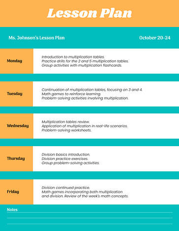 Wöchentliche Lektionsplanvorlagen