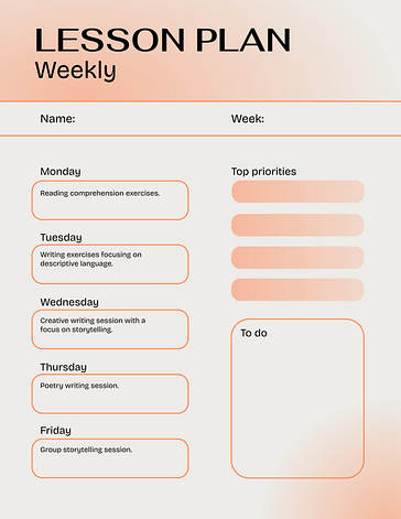 Wöchentliche Lektionsplanvorlagen