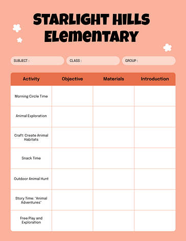 نماذج خطة دروس رياض الأطفال