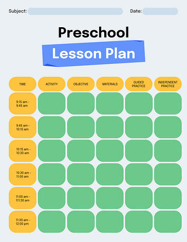 نماذج خطة دروس رياض الأطفال