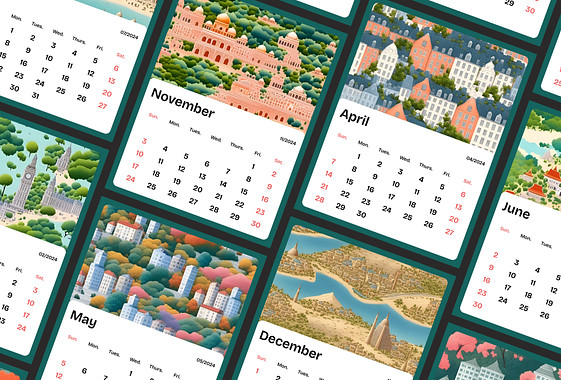 Calendario ilustrado para planificación de clases