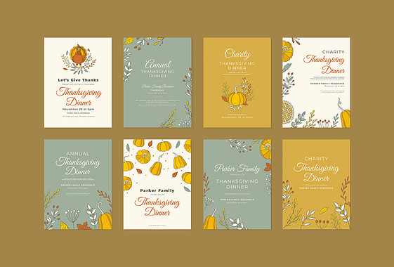 Pack d՛invitations au dîner de Thanskgiving