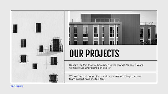 Diapositives du portfolio architectural
