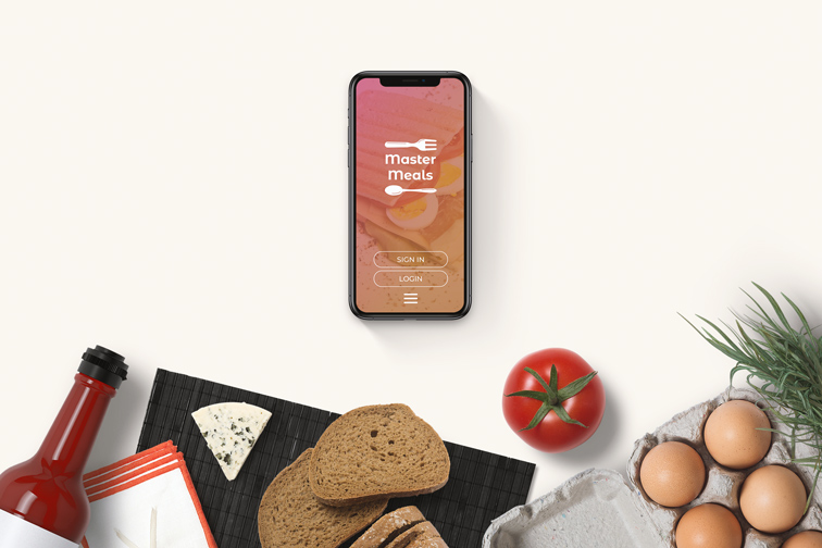 iPhone sur un fond de nourriture