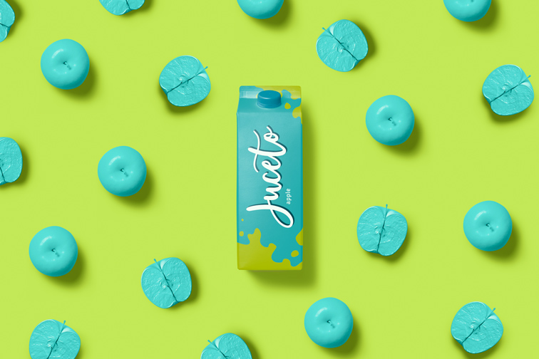 Упаковка Сока на Яблочном Поп-Арт Фоне