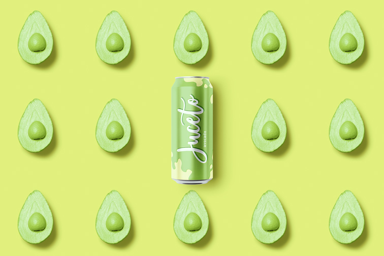 Банка Содовой на Авокадо Поп-Арт Фоне