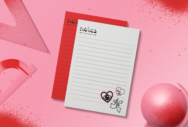 Sheets of Paper with Stationery Supplies