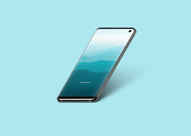 Samsung Galaxy S10 inclinado hacia atrás