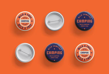 Six Button Badges Front and Back