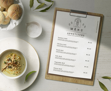 Меню-блокнот на обеденном столе
