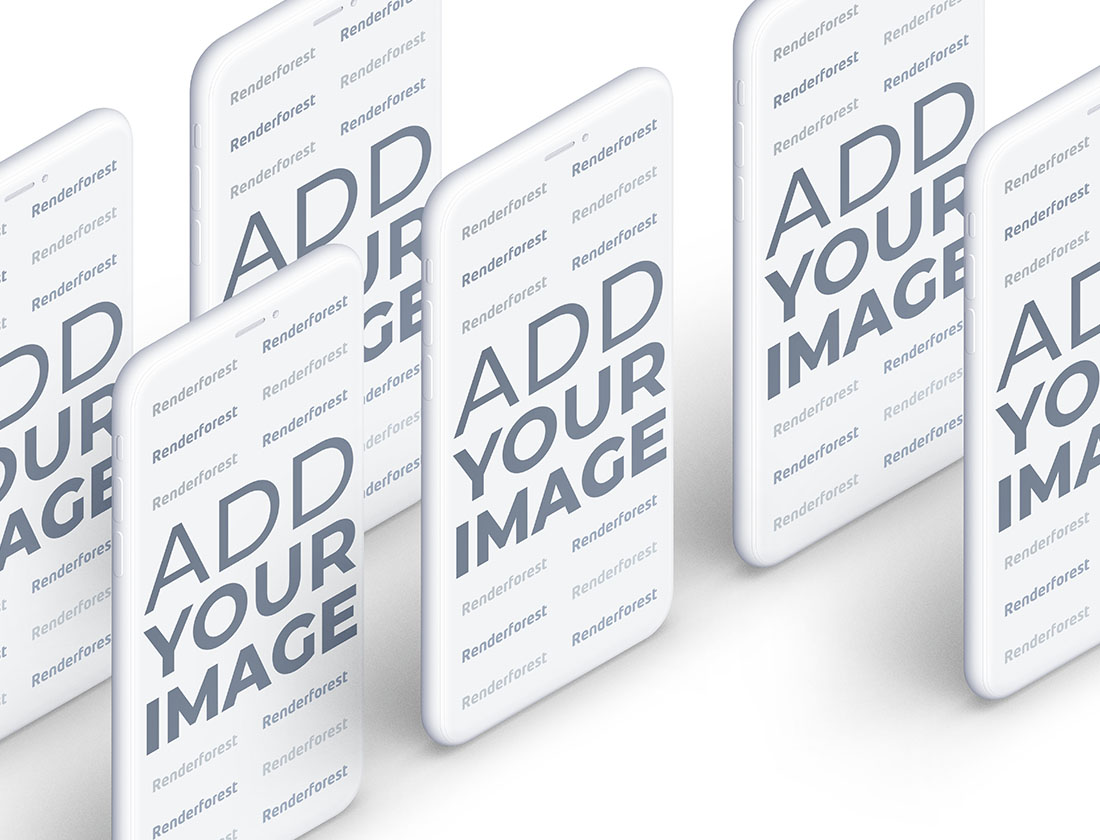 アイソメトリックのiphoneクレイのモックアップ Renderforest