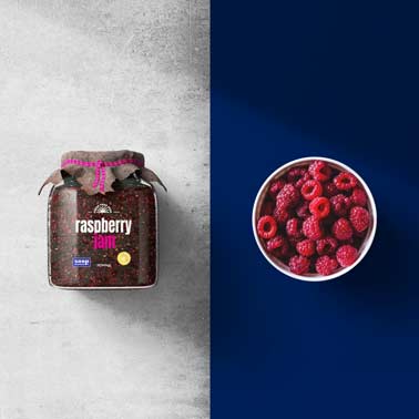 Jam Jar with a Bowl of Raspberry