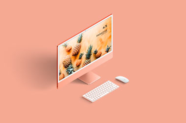 Set de iMac - vista superior de lateral izquierda