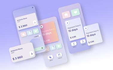 Diseños de app neumórficos con detalles de zoom