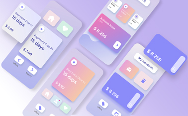 Diseños de app isométricos con componentes en zoom