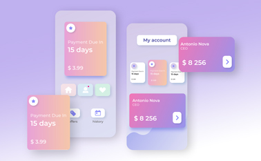 Dos diseños de app con componentes en zoom