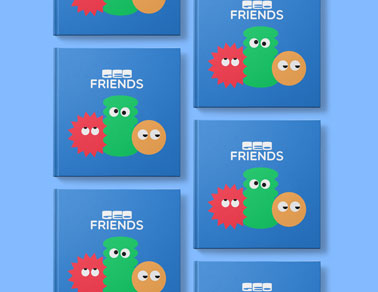 Múltiples libros cuadrados sobre un fondo azul