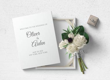 باقة زهور مع علبة خاتم زفاف