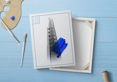 Boceto con pinceles - vista de ángulo superior