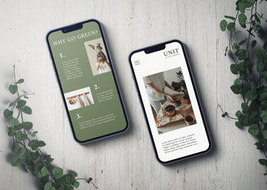 Dois iPhones com Plantas em uma Mesa Branca