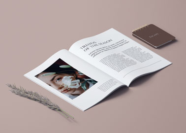 An Open Page with a Small Notebook