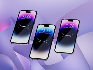 Üç Adet iPhone 14 Pro Max Modelinin Sağ Açıdan Görünüşü
