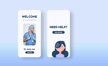 2つの携帯電話の画面、正面図