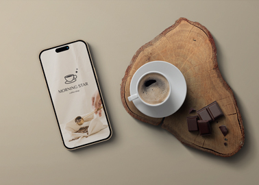 iPhone With Coffee High Angle View