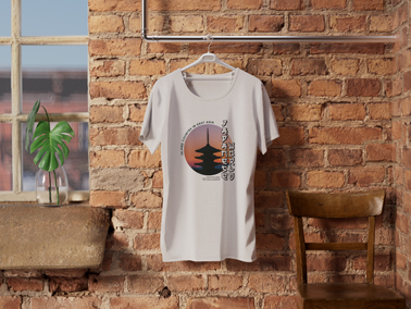Camiseta Pendurada em Parede de Tijolos