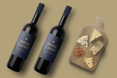 Deux bouteilles de vin rouge à côté d'un plateau de fromages