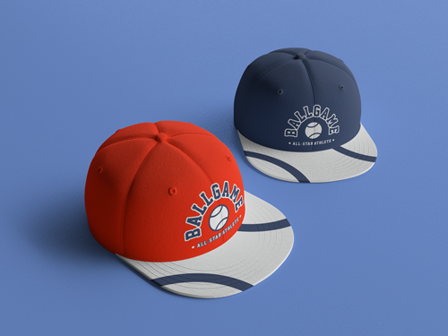 Two Baseball Caps Top View