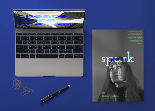 Magazine With a Laptop High Angle View