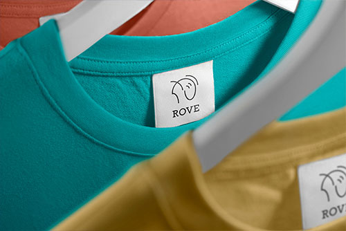 Etiketten auf T-Shirts Nahaufnahme