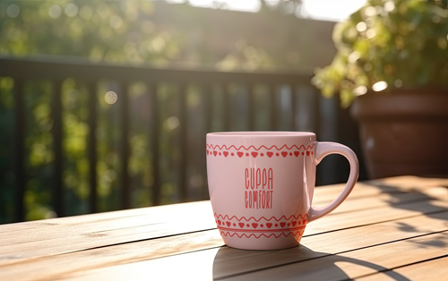 Kaffeetasse unter Sommersonne